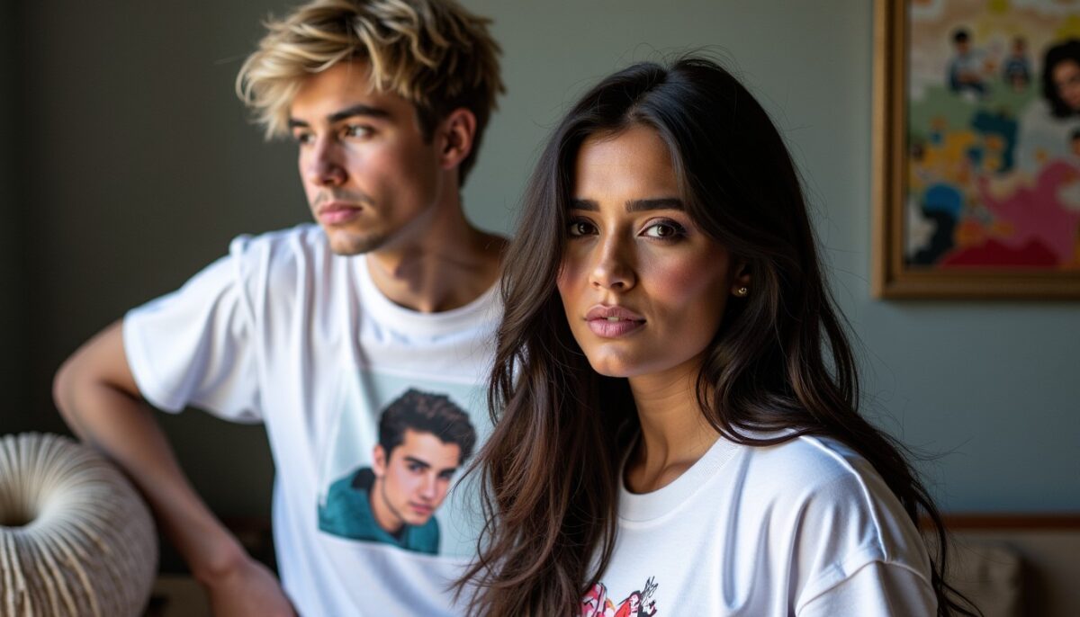 Justin Bieber et Jasmine Villegas : complicité décontractée en T-shirt trompe-l'œil Justin Bieber et Jasmine Villegas : complicité décontractée en T-shirt trompe-l'œil